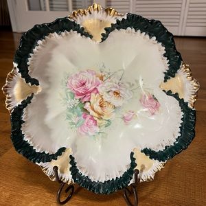 RS Prussia Red Mark Roses Porcelain Bowl